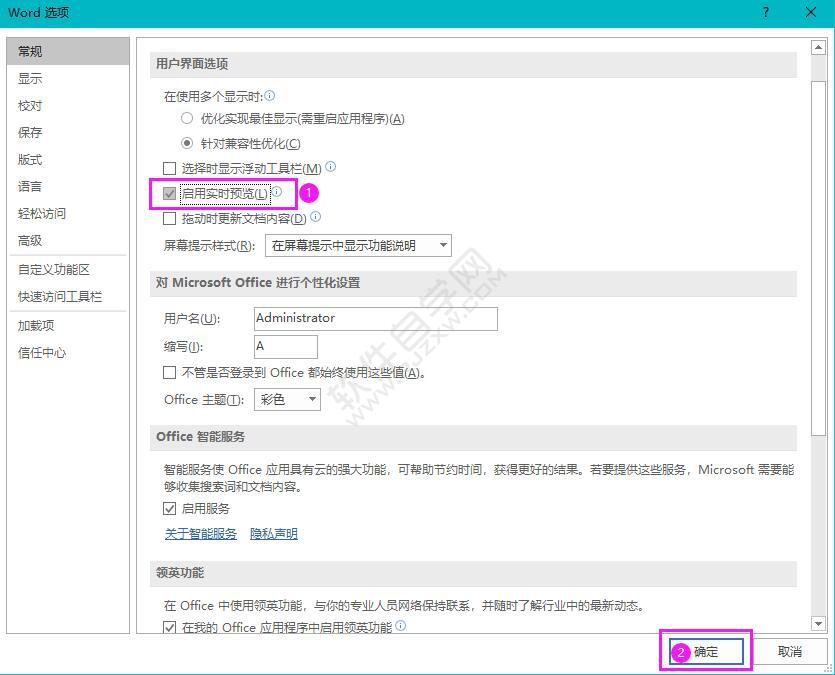 Word怎么启用实时预览的方法步骤