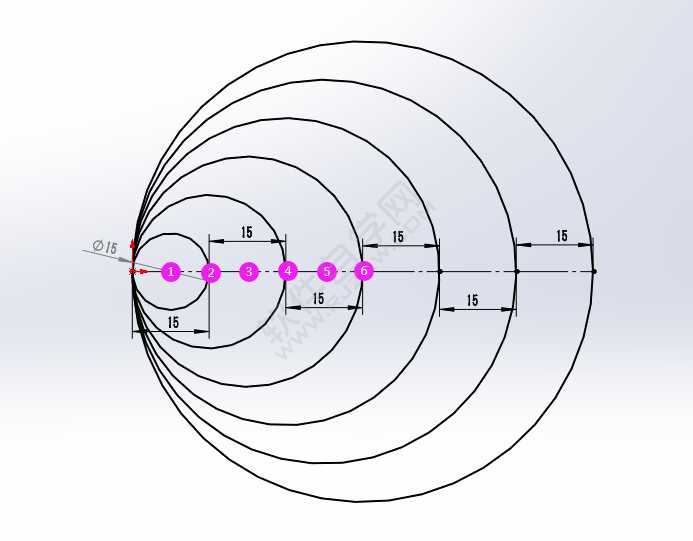 solidworks画相切圆技巧练习