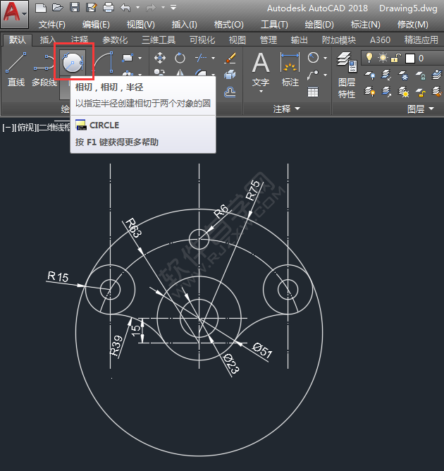 CAD用圆形工具画图练习