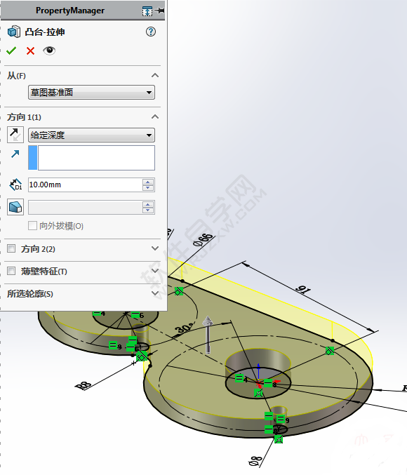 SolidWorks画一个带法兰的圆管