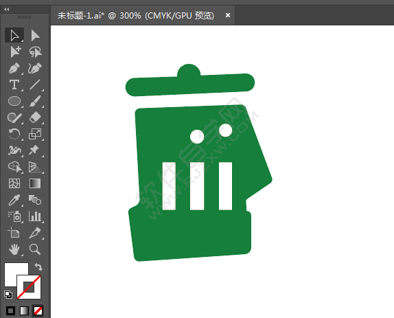 ai绘制一个绿色的垃圾桶图标