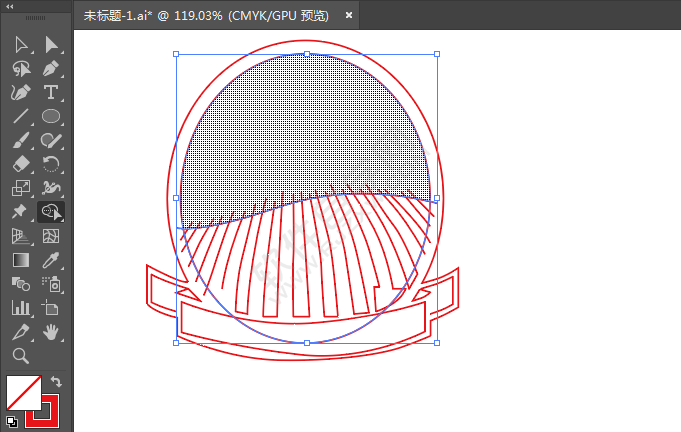 ai绘制圆形彩带标贴的方法
