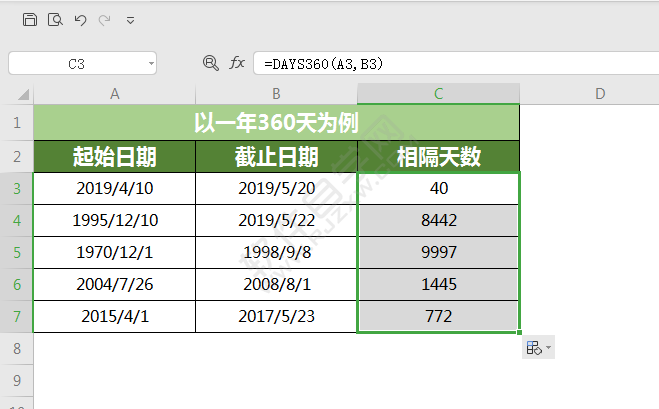 wps中DAYS360函数是什么意思