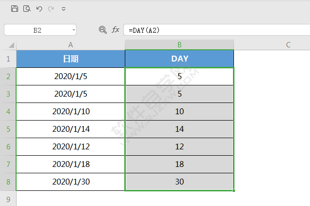 wps中DAY函数怎么用