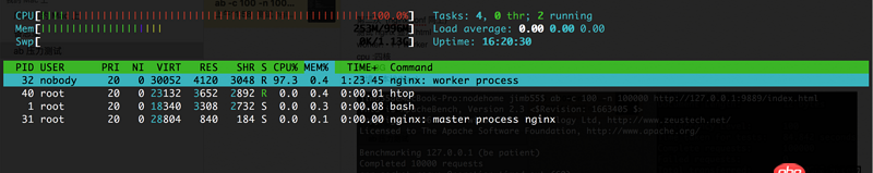 nginx - 关于 用 ab 测试 docker 和 本机引发的问题