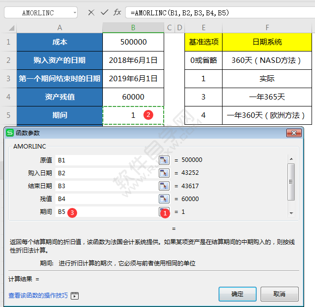 wps中amorlinc函数怎么用