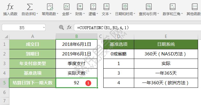 wps中coupdaysnc函数怎么用