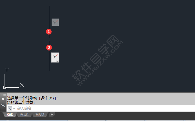 cad怎么共线约束两直线