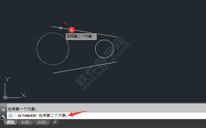 cad怎么相切约束圆与直线