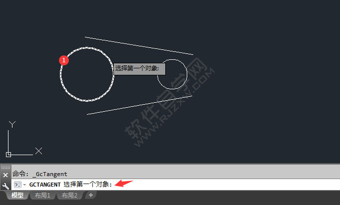 cad怎么相切约束圆与直线