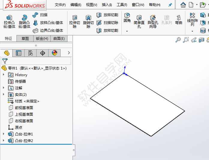 solidworks压凹工具怎么用