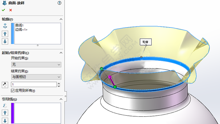 SolidWorks曲面练习花瓶零件的做题步骤