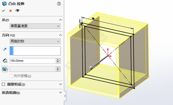 SolidWorks台阶立方体零件的做题步骤