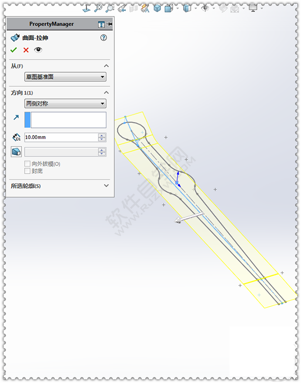 用SolidWorks画一个夹子，用曲面的方法。