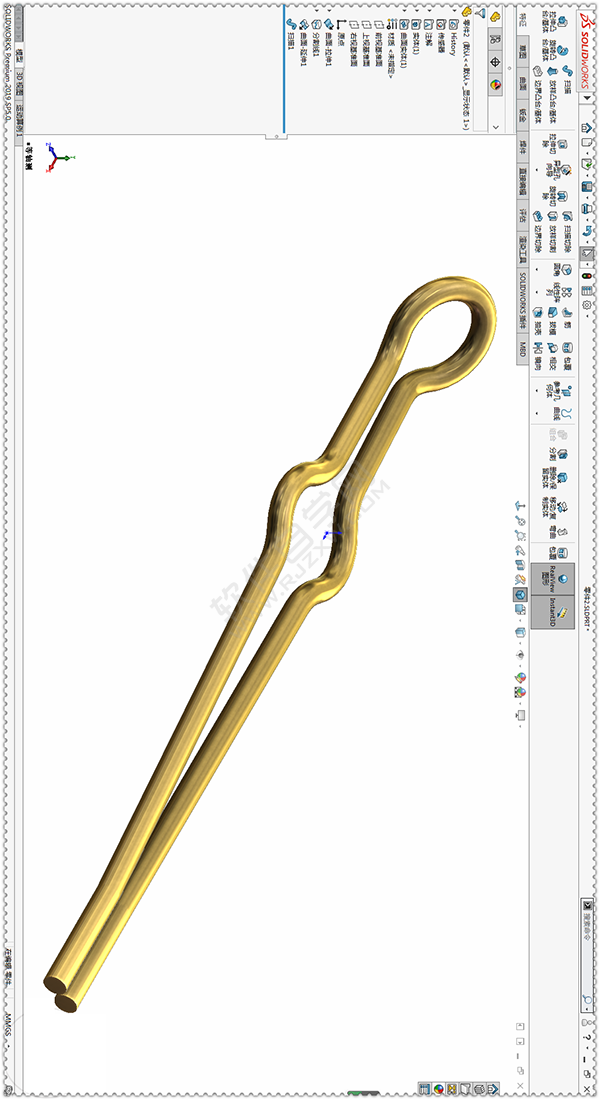 用SolidWorks画一个夹子，用曲面的方法。