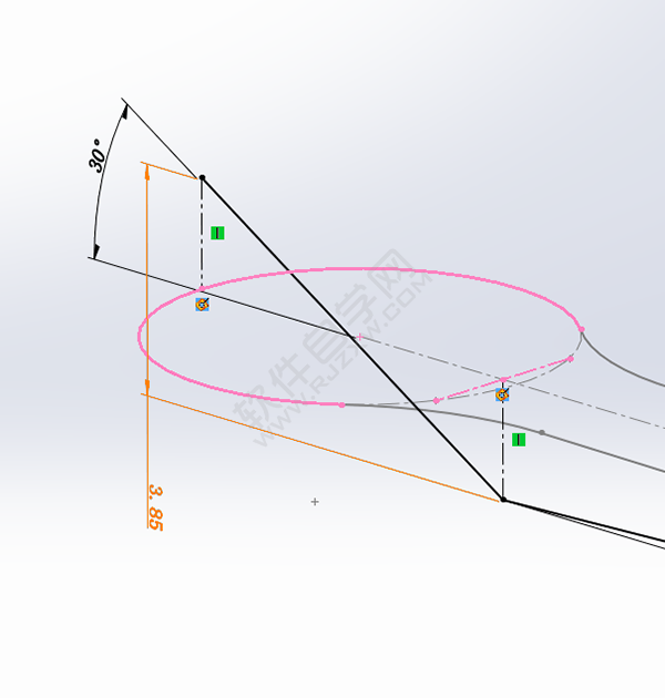 用SolidWorks画一个夹子，用投影曲线来创建。