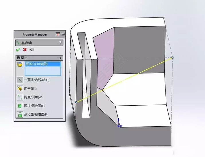 SolidWorks建模3D13-H01拉伸、圆角、倒角、基准轴、镜像