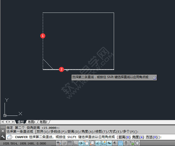 在CAD中怎么倒角