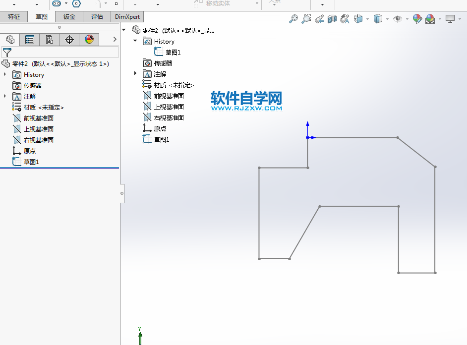 SOLIDWORKS修改角度完成草图绘制