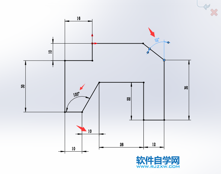 SOLIDWORKS修改角度完成草图绘制