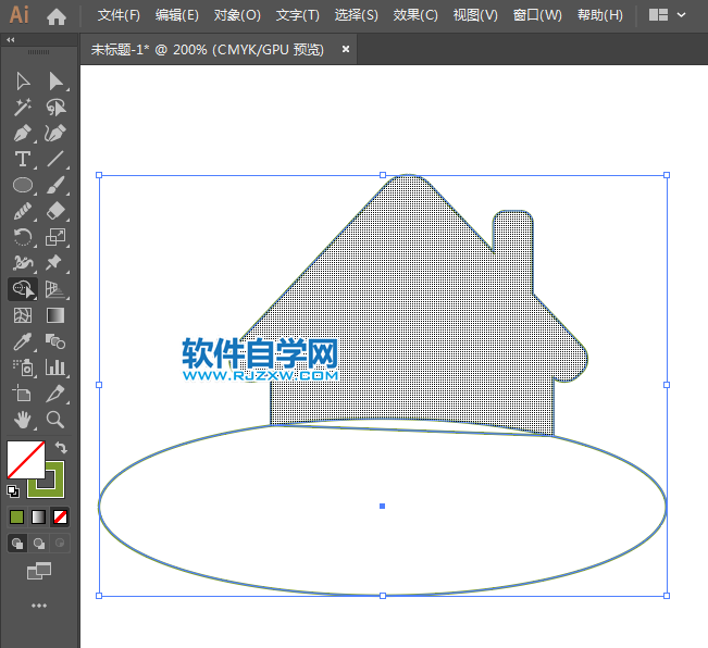 ai怎么画绿色小屋图标