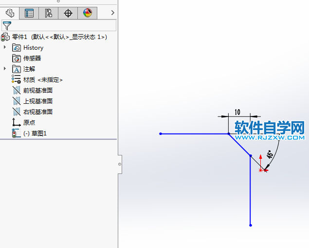 solidworks怎么倒45度的角