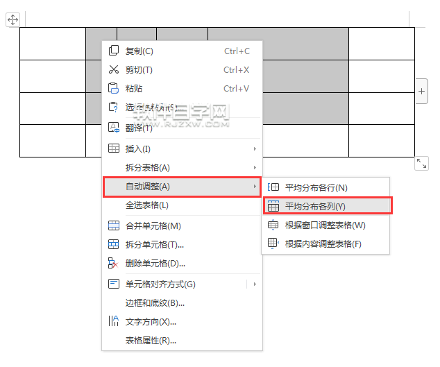 wps平均分布各列在哪