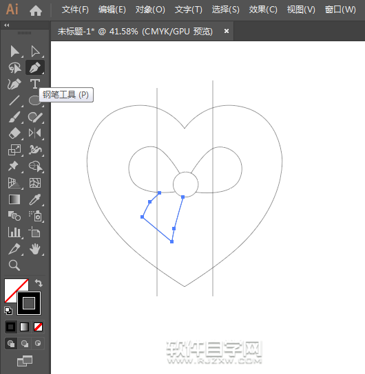 ai怎么画一个心形结图案