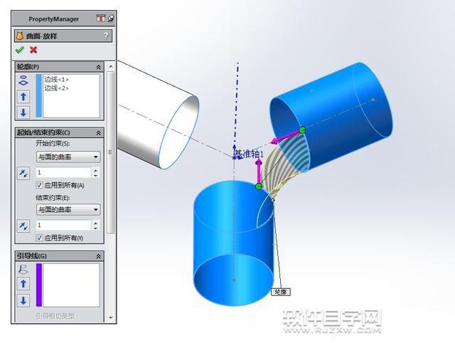 SolidWorks曲面填充和加厚缝合画管道