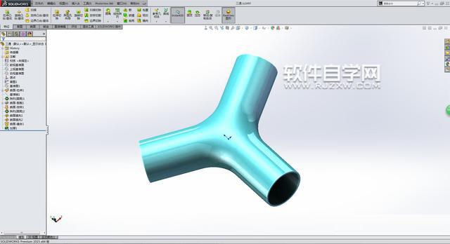 SolidWorks曲面填充和加厚缝合画管道