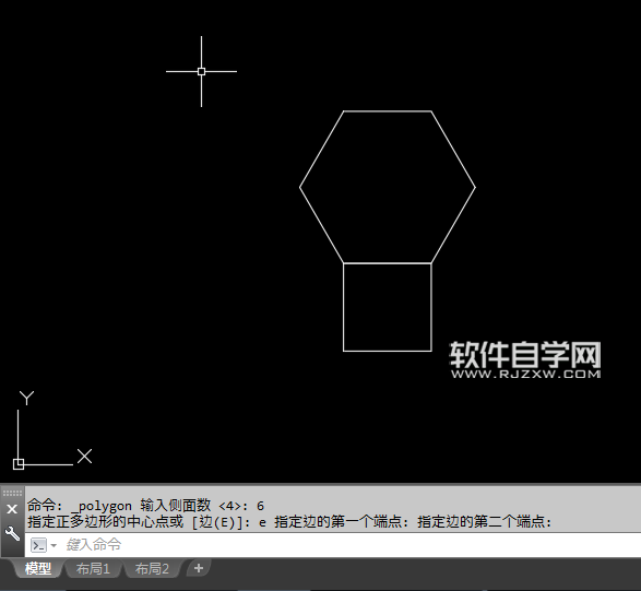 CAD2018怎么以矩形的边画六边形