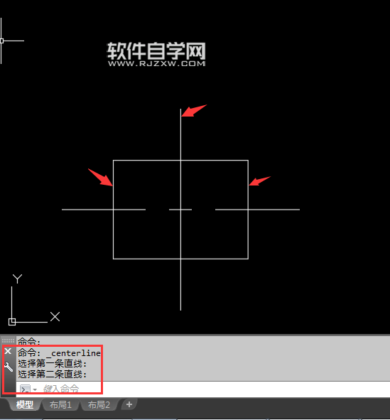 cad矩形中心线怎么画