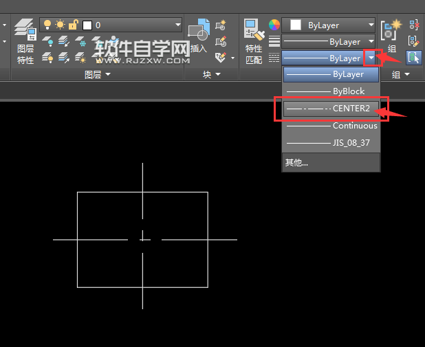 cad矩形中心线怎么画