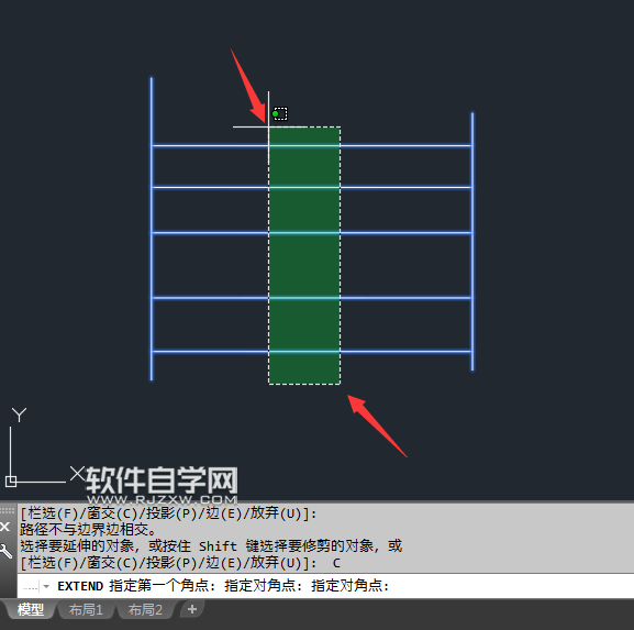 CAD怎么窗选延伸所有对象