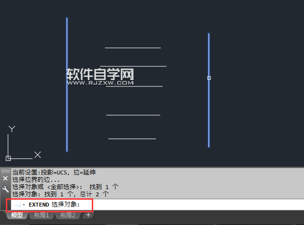 CAD怎么窗选延伸所有对象