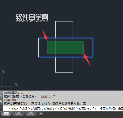 cad修剪中窗交怎么用