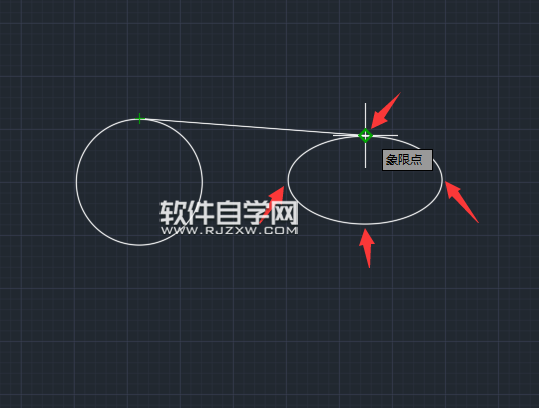 CAD2019怎么捕捉象限点绘图