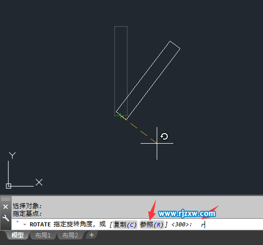 CAD怎么参照旋转对象的方法