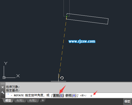 CAD旋转又复制怎么操作