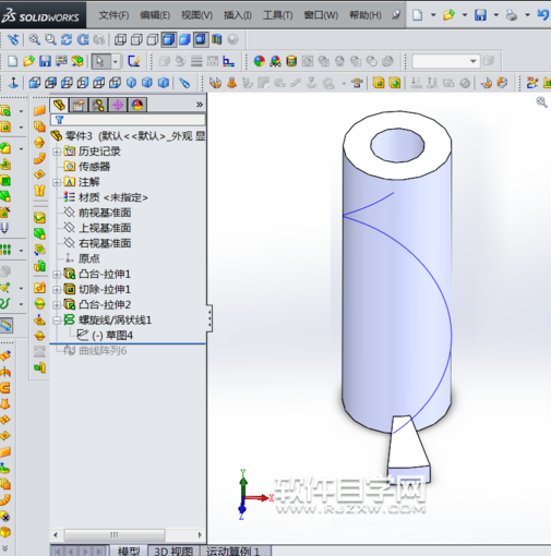 SolidWorks螺旋梯怎么画