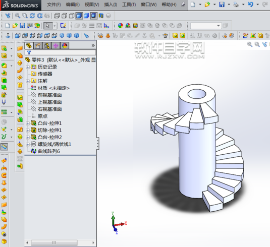 SolidWorks螺旋梯怎么画