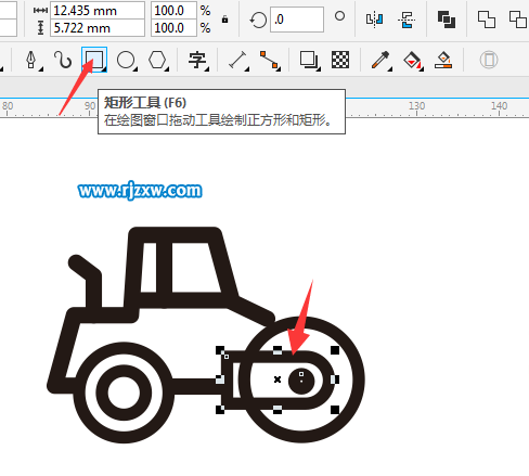 Coreldraw软件绘制压土机简笔画教程