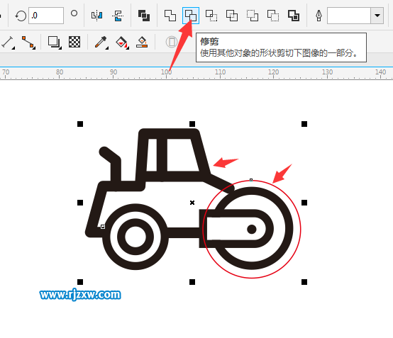 Coreldraw软件绘制压土机简笔画教程