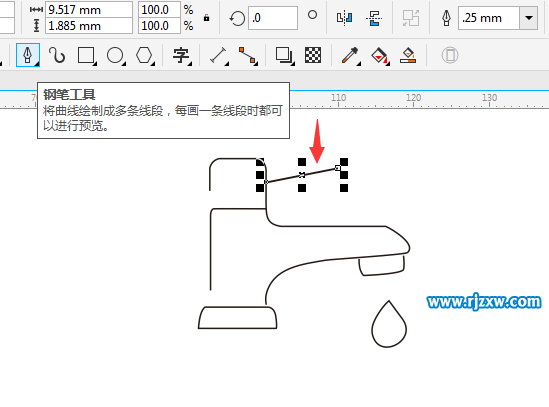 CDRX8绘制水龙头简笔画教程