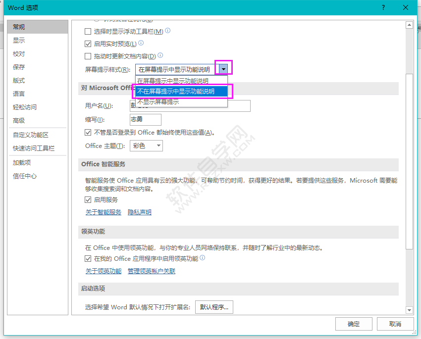 word怎么设置不在屏幕提示中显示功能说明