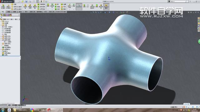 SolidWorks四通法兰怎么画