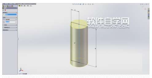 solidworks旋转画一个圆柱的方法