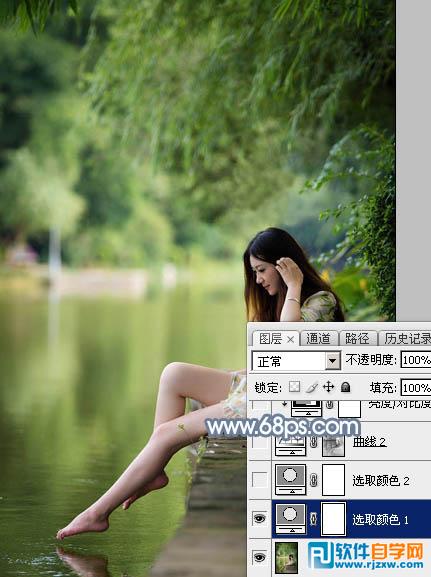 怎么用Photoshop把人物图片调出古典青蓝色