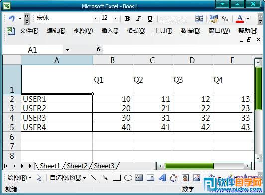 Excel2003中给表格画斜线表头