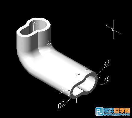 用CAD2004绘制弯曲路径拉伸实体